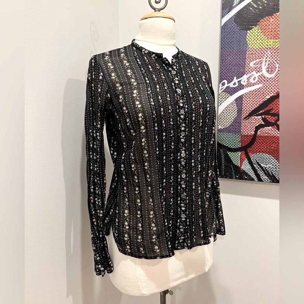 J. Crew Mandarin Collar Floral Print Blouse